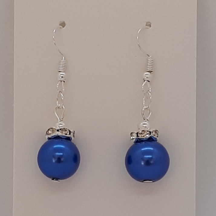 Earrings-Silver-Glass-Pearl-(DB)-R30 Earrings-Silver-Glass-Pearl-DB-R30