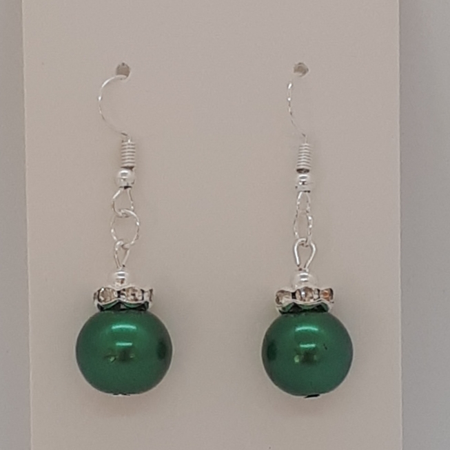 Earrings-Silver-Glass-Pearl-(DG)-R30 Earrings-Silver-Glass-Pearl-(DG)-R30