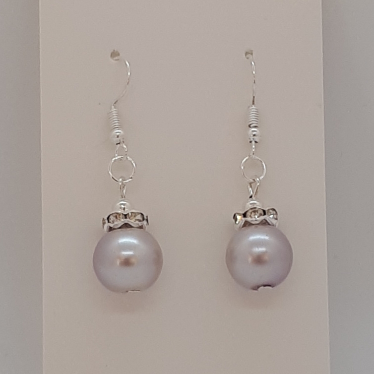 Earrings-Silver-Glass-Pearl-(LL)-R30 Earrings-Silver-Glass-Pearl-(LL)-R30
