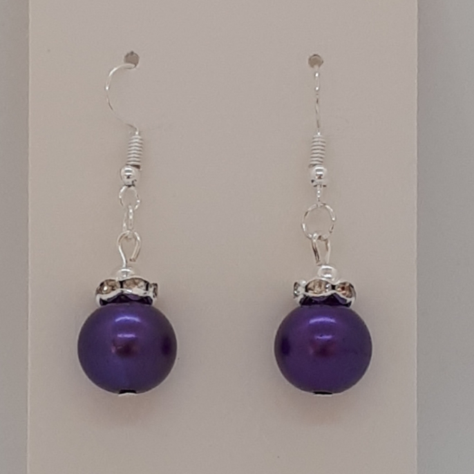 Earrings-Silver-Glass-Pearl-(P)-R30 Earrings-Silver-Glass-Pearl-(P)-R30
