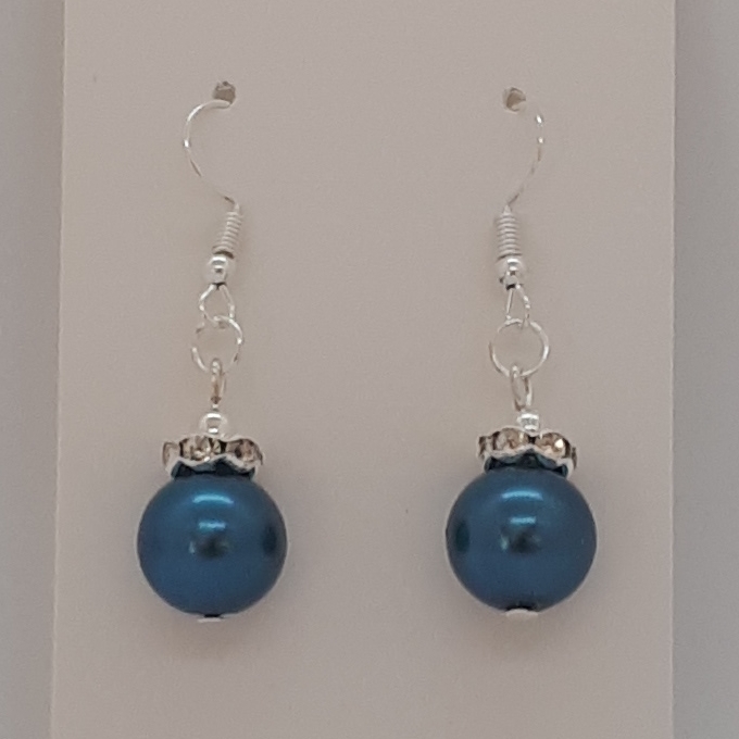 Earrings-Silver-Glass-Pearl-(T)-R30 Earrings-Silver-Glass-Pearl-(T)-R30