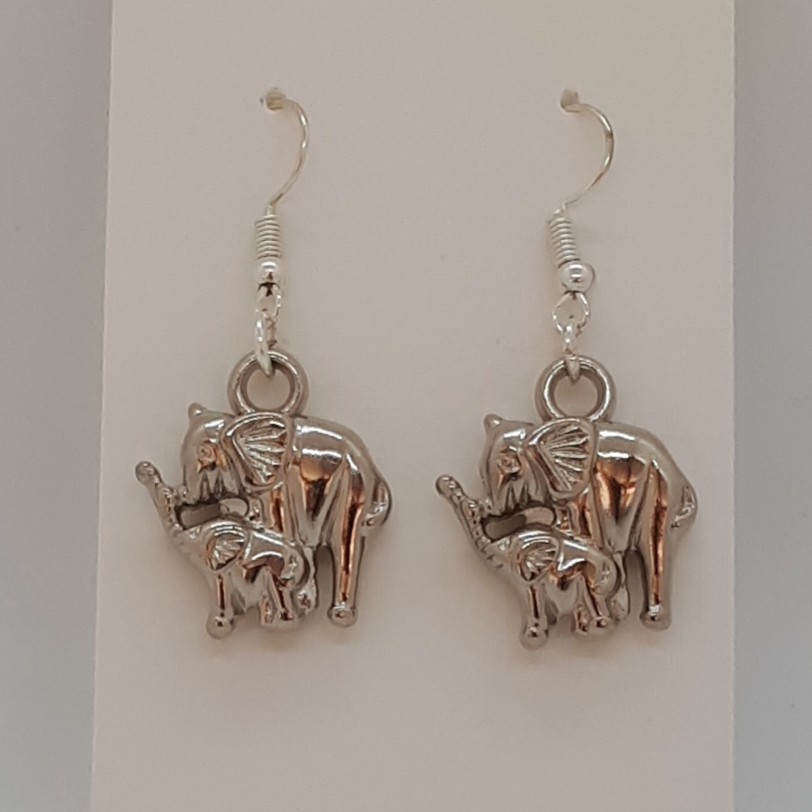 Earring-Silver-Charm-Mom-Baby-Ele-R30 Earring-Silver-Charm-Mom-Baby-Ele-R30