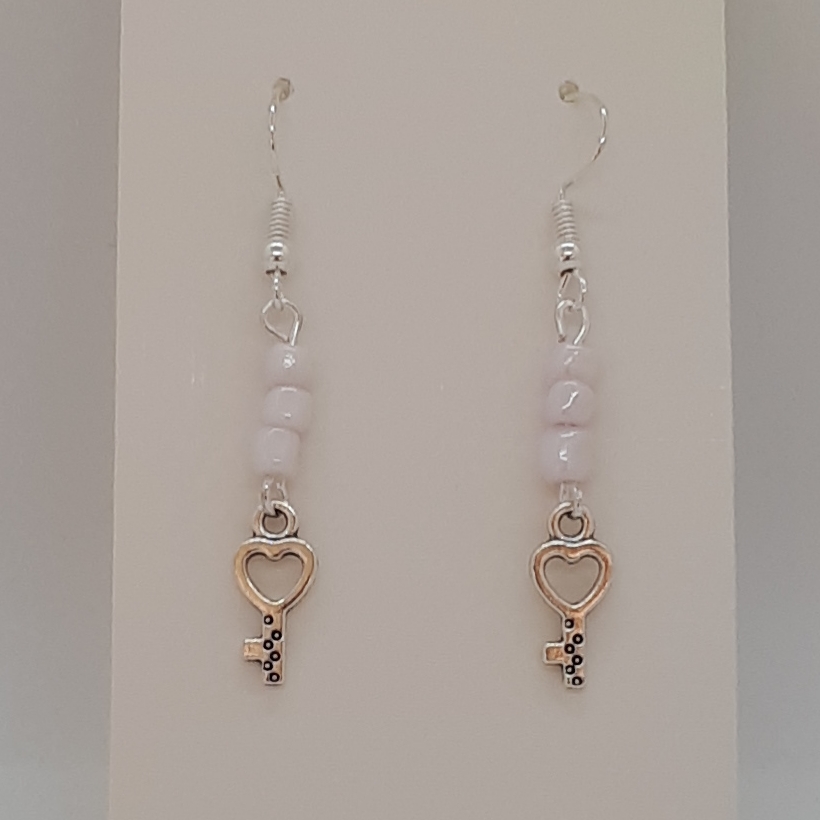 Earrings-Silver-Charm-Key-R30 Earrings-Silver-Charm-Key-R30