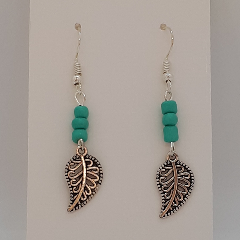 Earrings-Silver-Charm-Leaf-R30 Earrings-Silver-Charm-Leaf-R30