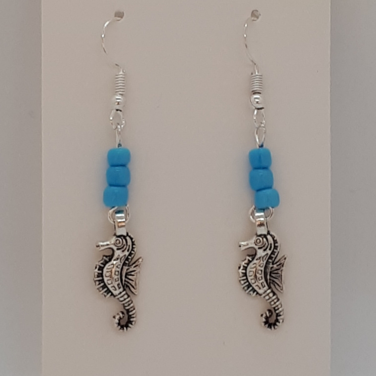 Earrings-Silver-Charm-Sea-Horse-R30 Earrings-Silver-Charm-Sea-Horse-R30